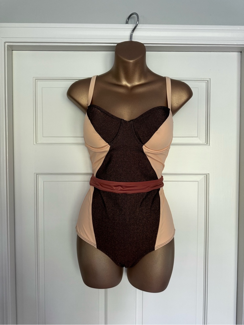 NWT Colorblock Sculpting One-Piece Swimsuit in Nude and Chocolate